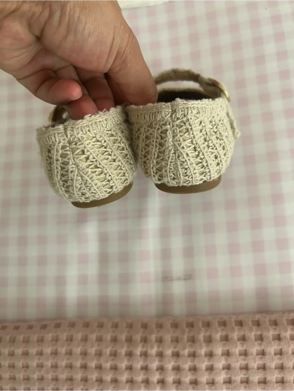 GAP Cream Crochet Mary Jane Baby Walker Shoes with Buckle